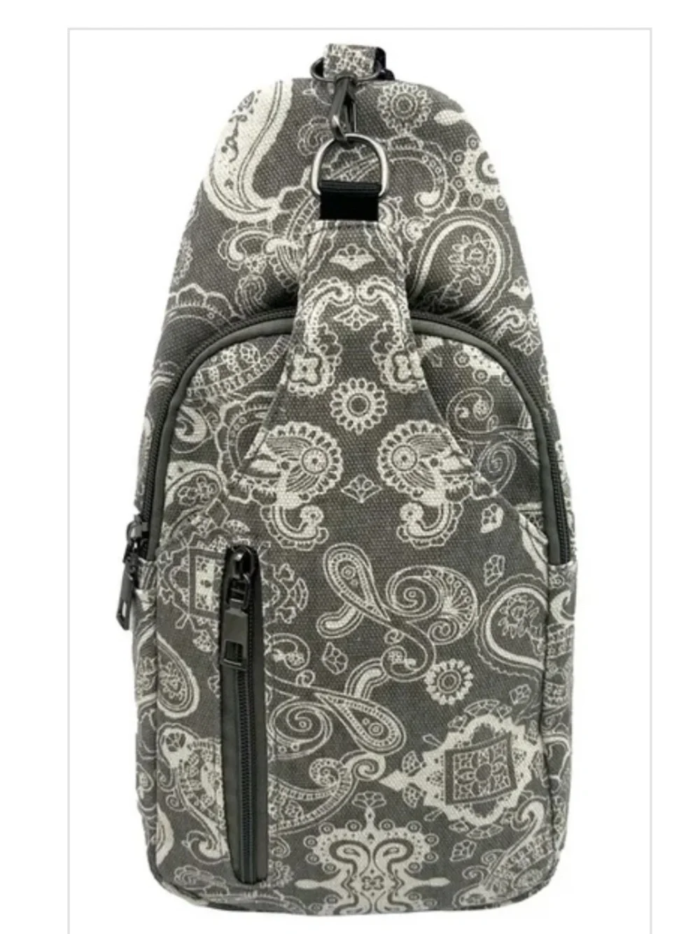 Sonoma Gray Paisley Crossbody Sling Bag